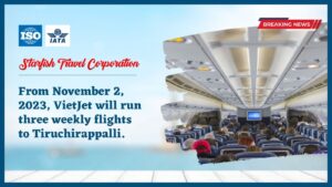 Read more about the article From November 2, 2023, VietJet will run three weekly flights to Tiruchirappalli.