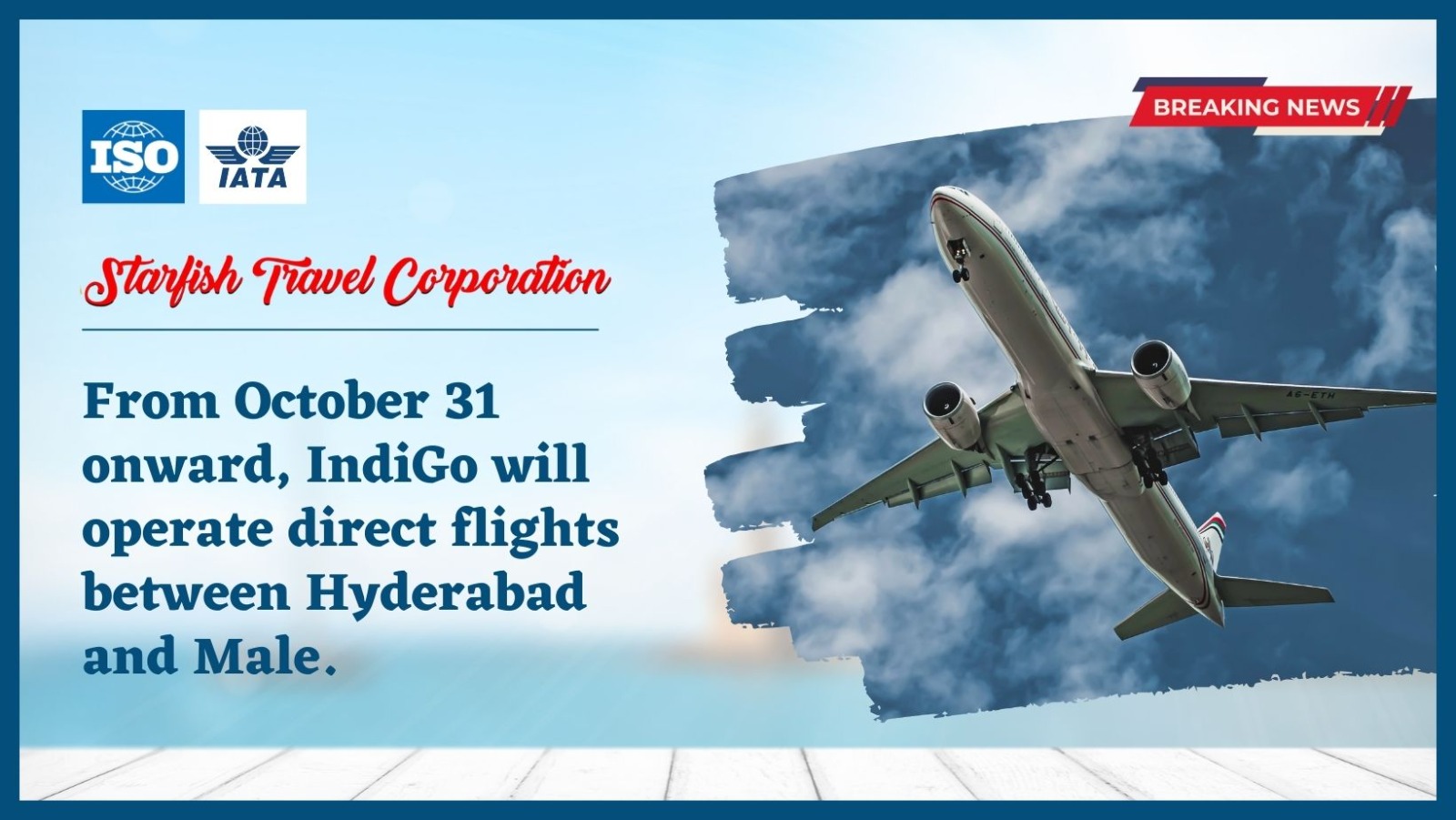 From October 31 onward, IndiGo will operate direct flights between Hyderabad and Male.