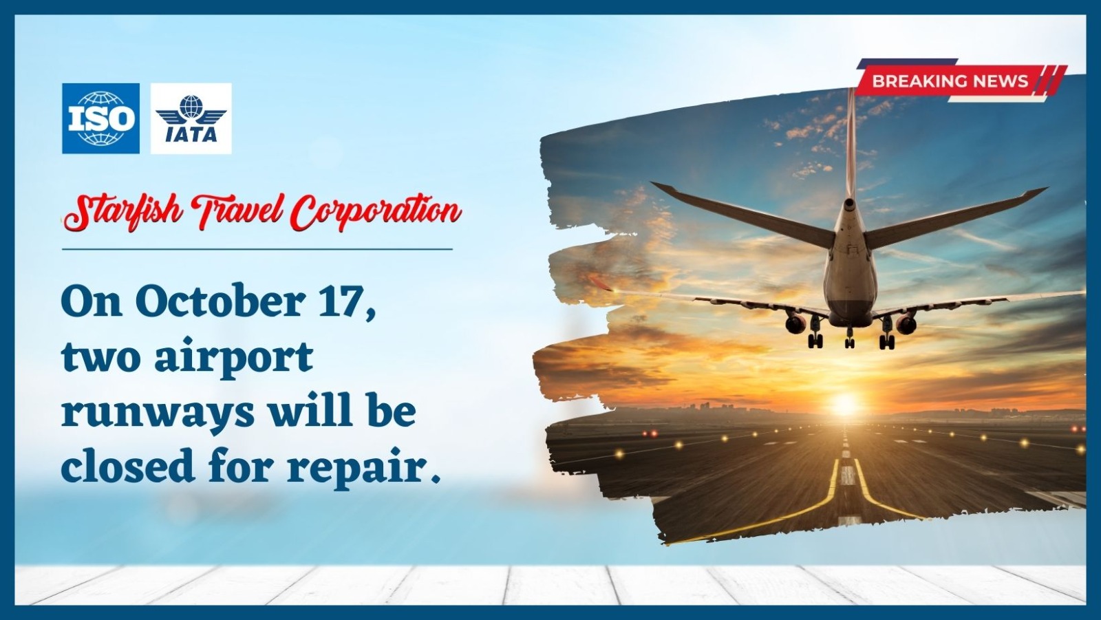 On October 17, two airport runways will be closed for repair.