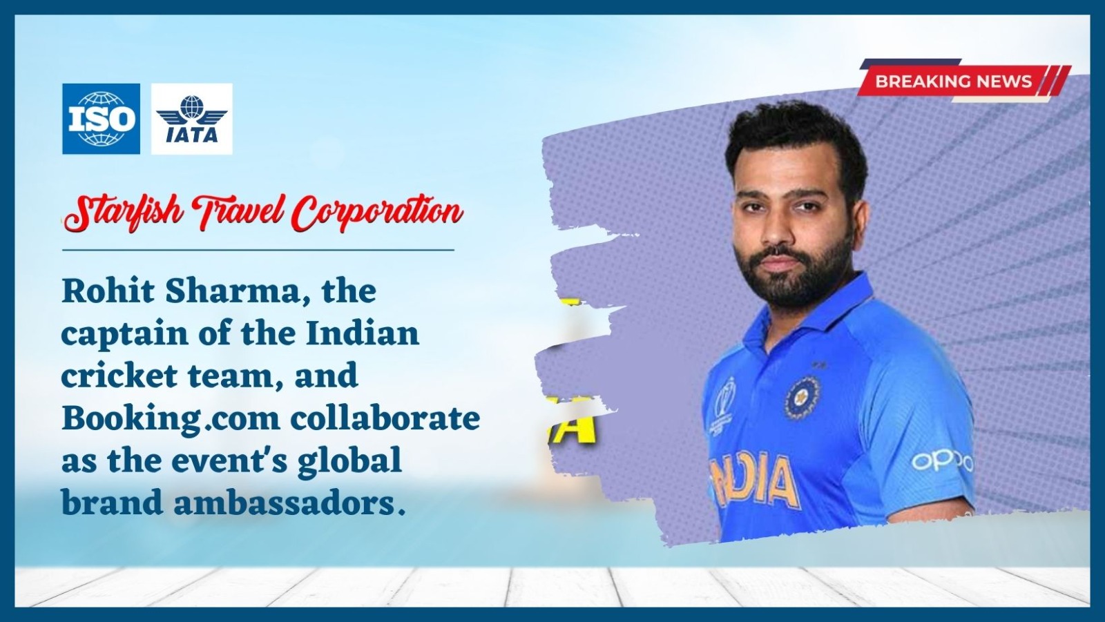 Rohit Sharma, the captain of the Indian cricket team, and Booking.com collaborate as the event’s global brand ambassadors.