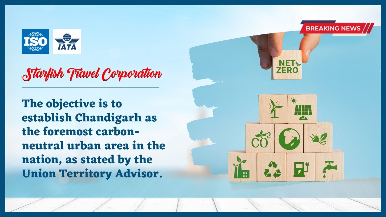 The objective is to establish Chandigarh as the foremost carbon-neutral urban area in the nation, as stated by the Union Territory Advisor.