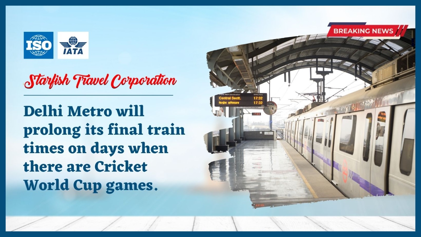 Delhi Metro will prolong its final train times on days when there are Cricket World Cup games.