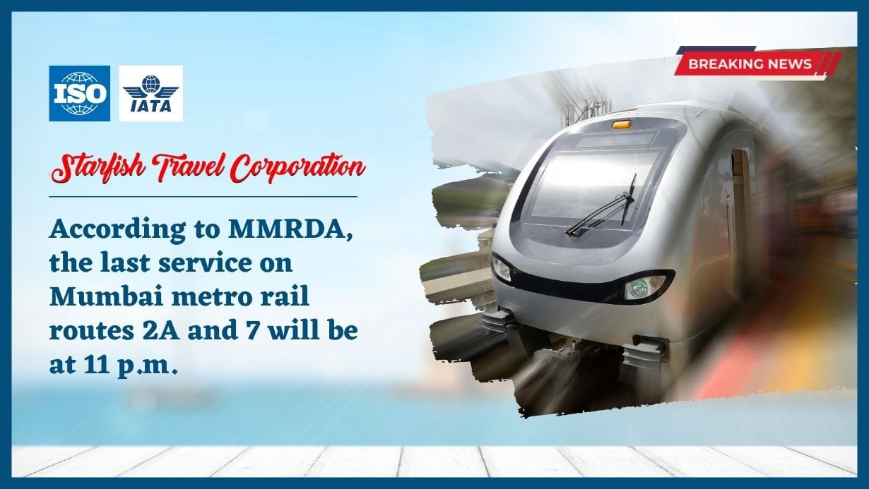Read more about the article According to MMRDA, the last service on Mumbai metro rail routes 2A and 7 will be at 11 p.m.