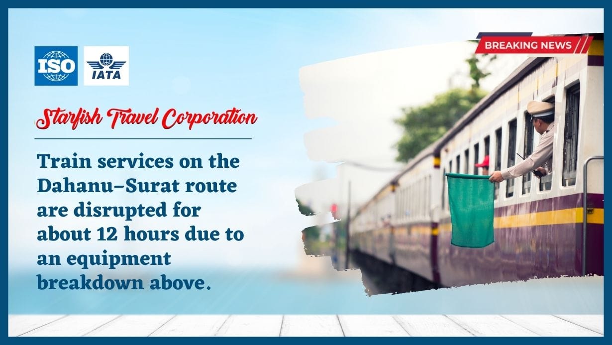You are currently viewing Train services on the Dahanu–Surat route are disrupted for about 12 hours due to an equipment breakdown above